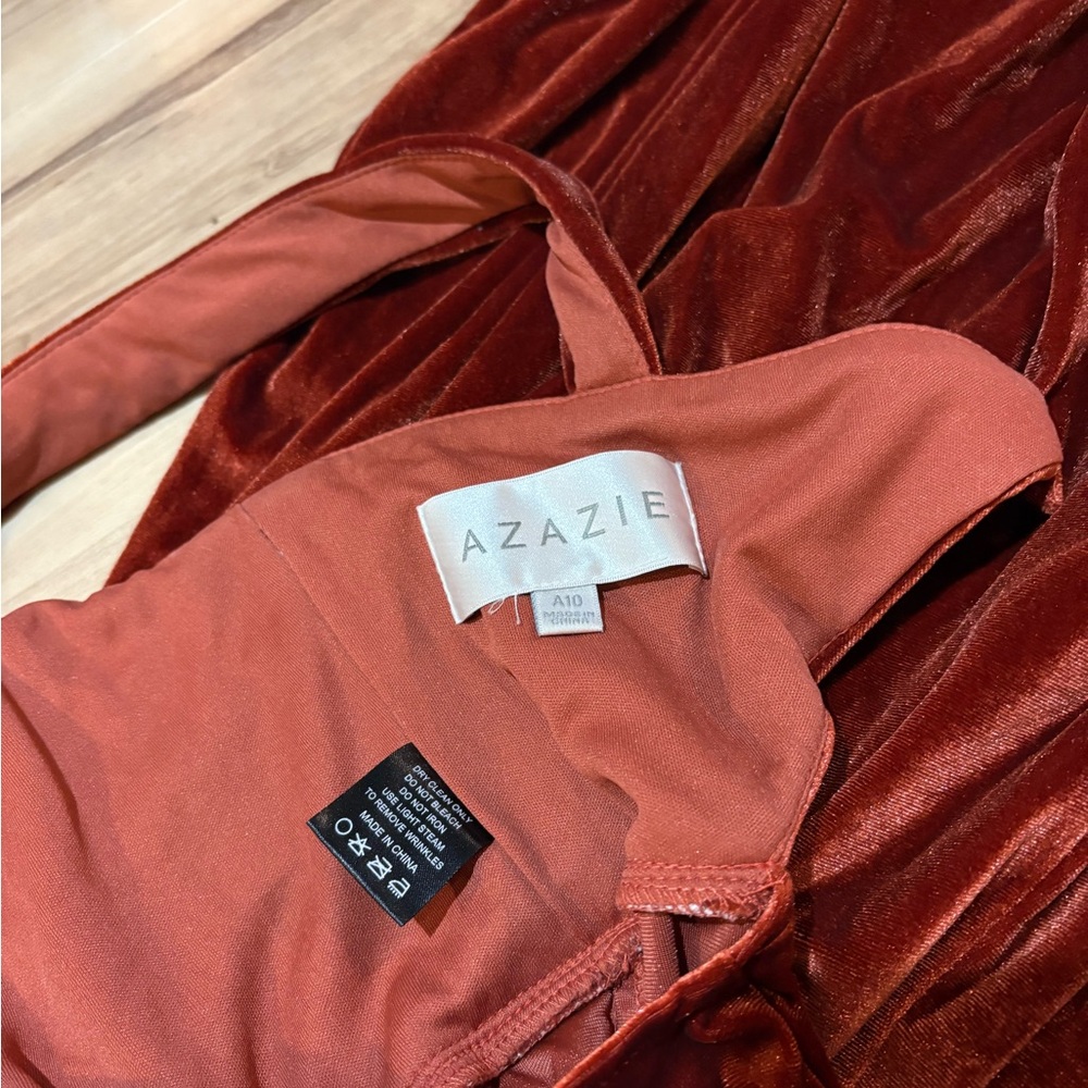 Azazie velvet terracotta Dress - Picture 4 of 9